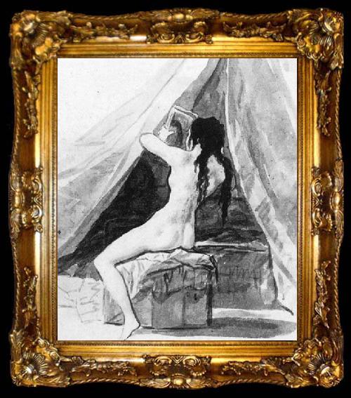 framed  Francisco de goya y Lucientes Nude Woman Holding a Mirror, ta009-2